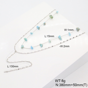 6N4004511ahlv-908  Larimar  Stainless Steel Necklace