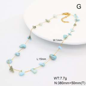 6N4004512bhia-908  Larimar  Stainless Steel Necklace
