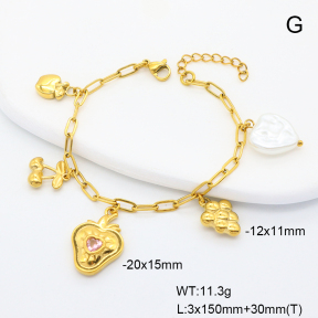 6B3002390vhnv-908  Plastic Imitation Pearl & Zircon  Stainless Steel Bracelet