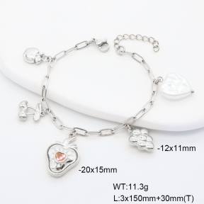 6B3002391ahlv-908  Plastic Imitation Pearl & Zircon  Stainless Steel Bracelet