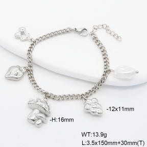 6B3002393ahlv-908  Plastic Imitation Pearl  Stainless Steel Bracelet