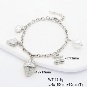 6B3002395ahlv-908  Plastic Imitation Pearl & Czech Stones  Stainless Steel Bracelet