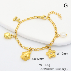 6B3002396ahpv-908  Plastic Imitation Pearl & Czech Stones  Stainless Steel Bracelet