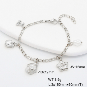 6B3002397vhnv-908  Plastic Imitation Pearl & Czech Stones  Stainless Steel Bracelet