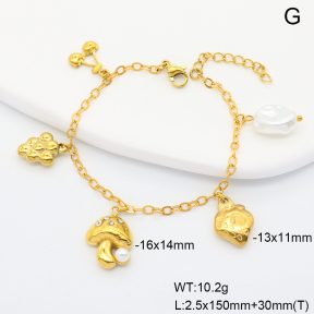 6B3002398vhmv-908  Plastic Imitation Pearl & Czech Stones  Stainless Steel Bracelet