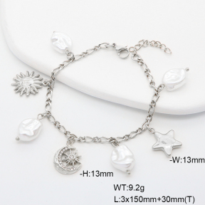 6B3002401vhmv-908  Plastic Imitation Pearl & Czech Stones  Stainless Steel Bracelet