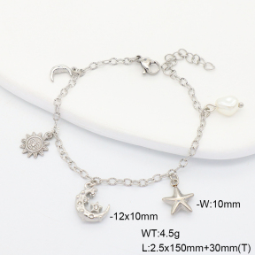 6B3002403vhnv-908  Plastic Imitation Pearl & Czech Stones  Stainless Steel Bracelet