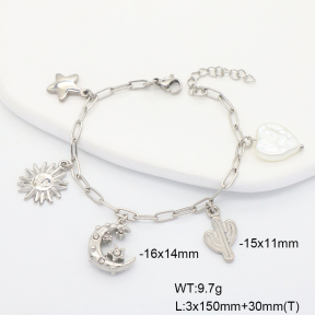6B3002405vhnv-908  Plastic Imitation Pearl & Czech Stones  Stainless Steel Bracelet