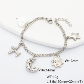 6B3002407vhnv-908  Plastic Imitation Pearl & Czech Stones  Stainless Steel Bracelet