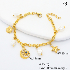 6B3002408vhov-908  Plastic Imitation Pearl & Czech Stones  Stainless Steel Bracelet