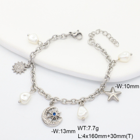 6B3002409vhmv-908  Plastic Imitation Pearl & Czech Stones  Stainless Steel Bracelet