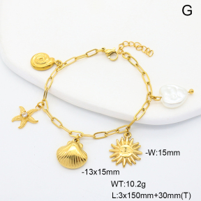 6B3002410vhnv-908  Plastic Imitation Pearl & Czech Stones  Stainless Steel Bracelet