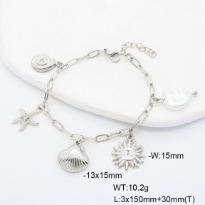 6B3002411ahlv-908  Plastic Imitation Pearl & Czech Stones  Stainless Steel Bracelet