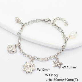 6B3002413vhmv-908  Plastic Imitation Pearl & Czech Stones  Stainless Steel Bracelet