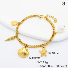 6B3002414vhov-908  Plastic Imitation Pearl & Czech Stones  Stainless Steel Bracelet