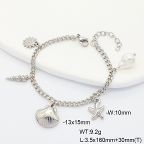 6B3002415vhmv-908  Plastic Imitation Pearl & Czech Stones  Stainless Steel Bracelet