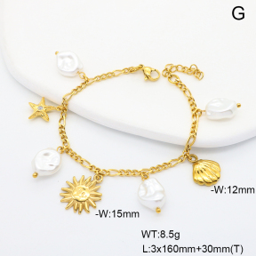6B3002416vhnv-908  Plastic Imitation Pearl & Czech Stones  Stainless Steel Bracelet