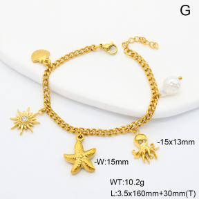 6B3002418ahpv-908  Plastic Imitation Pearl & Czech Stones  Stainless Steel Bracelet