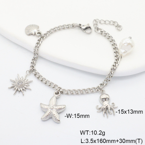 6B3002419vhnv-908  Plastic Imitation Pearl & Czech Stones  Stainless Steel Bracelet