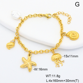 6B3002424vihb-908  Plastic Imitation Pearl & Czech Stones  Stainless Steel Bracelet