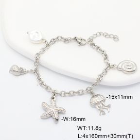 6B3002425ahpv-908  Plastic Imitation Pearl & Czech Stones  Stainless Steel Bracelet