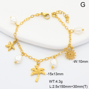 6B3002430ahlv-908  Plastic Imitation Pearl  Stainless Steel Bracelet