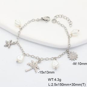 6B3002431ahjb-908  Plastic Imitation Pearl  Stainless Steel Bracelet