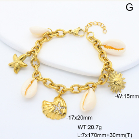 6B3002432aivb-908  Czech Stones & Natural Conch  Stainless Steel Bracelet