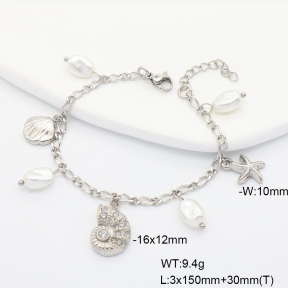 6B3002435vhmv-908  Plastic Imitation Pearl & Czech Stones  Stainless Steel Bracelet