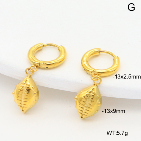 6E2007409ahlv-908  316 Pin 18K PVD,Handmade Polished  Stainless Steel Earrings