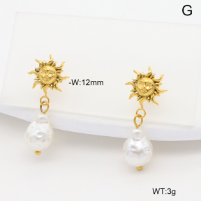 6E3002796bhia-908  316 Pin Plastic Imitation Pearl,Handmade Polished  Stainless Steel Earrings