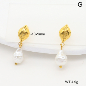 6E3002797bhia-908  316 Pin Plastic Imitation Pearl,Handmade Polished  Stainless Steel Earrings
