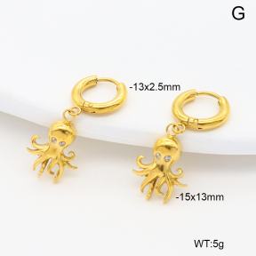 6E4004601vhkb-908  316 Pin 18K PVD Czech Stones,Handmade Polished  Stainless Steel Earrings