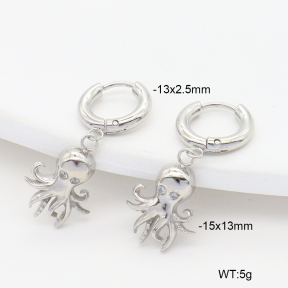 6E4004602bhia-908  316 Pin Czech Stones,Handmade Polished  Stainless Steel Earrings