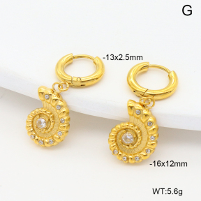 6E4004603vhmv-908  316 Pin 18K PVD Czech Stones,Handmade Polished  Stainless Steel Earrings