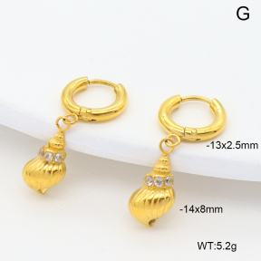 6E4004609vhmv-908  316 Pin 18K PVD Czech Stones,Handmade Polished  Stainless Steel Earrings