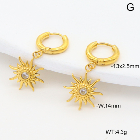 6E4004611ahlv-908  316 Pin 18K PVD Czech Stones,Handmade Polished  Stainless Steel Earrings