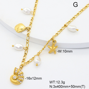 6N3001991vihb-908  Plastic Imitation Pearl & Czech Stones  Stainless Steel Necklace