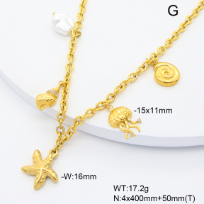 6N3001995bika-908  Plastic Imitation Pearl & Czech Stones  Stainless Steel Necklace