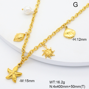 6N3001997aija-908  Plastic Imitation Pearl  Stainless Steel Necklace