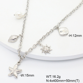 6N3001998vihb-908  Plastic Imitation Pearl  Stainless Steel Necklace