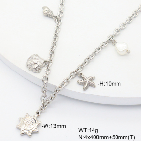 6N3002000ahpv-908  Plastic Imitation Pearl & Czech Stones  Stainless Steel Necklace