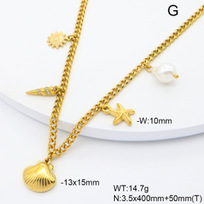 6N3002001vihb-908  Plastic Imitation Pearl & Czech Stones  Stainless Steel Necklace