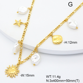 6N3002003aivb-908  Plastic Imitation Pearl & Czech Stones  Stainless Steel Necklace