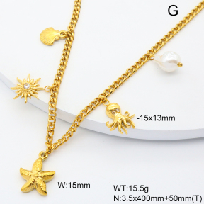 6N3002005biib-908  Plastic Imitation Pearl & Czech Stones  Stainless Steel Necklace