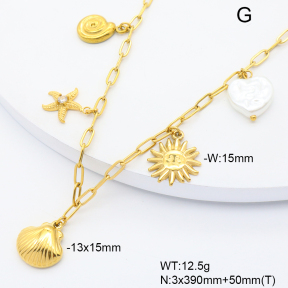 6N3002007aivb-908  Plastic Imitation Pearl & Czech Stones  Stainless Steel Necklace