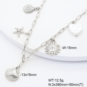 6N3002008vhov-908  Plastic Imitation Pearl & Czech Stones  Stainless Steel Necklace