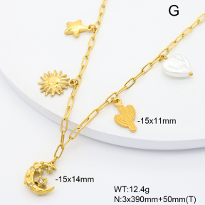 6N3002011biib-908  Plastic Imitation Pearl & Czech Stones  Stainless Steel Necklace