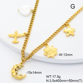 6N3002013biib-908  Plastic Imitation Pearl & Czech Stones  Stainless Steel Necklace