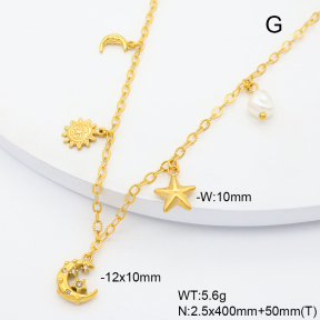 6N3002019biib-908  Plastic Imitation Pearl & Czech Stones  Stainless Steel Necklace